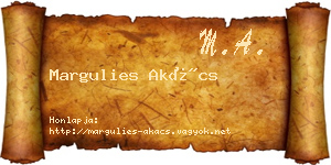 Margulies Akács névjegykártya